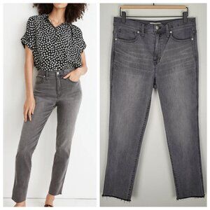 Madewell Stovepipe Jeans Cement Wash Raw Hem Straight Leg Gray Size 29